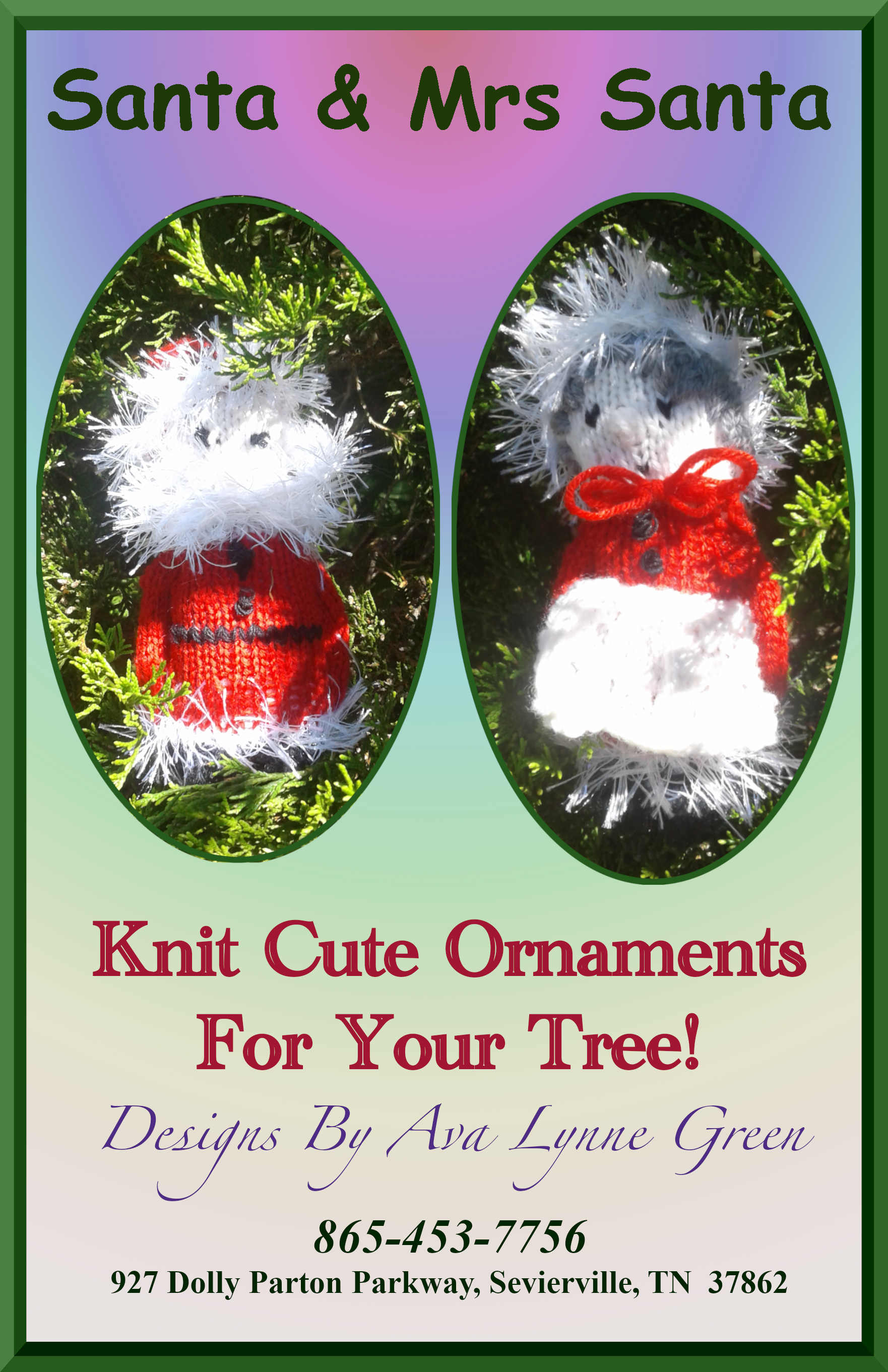 Santa & Mrs Santa Knitted Christmas Ornament Kit